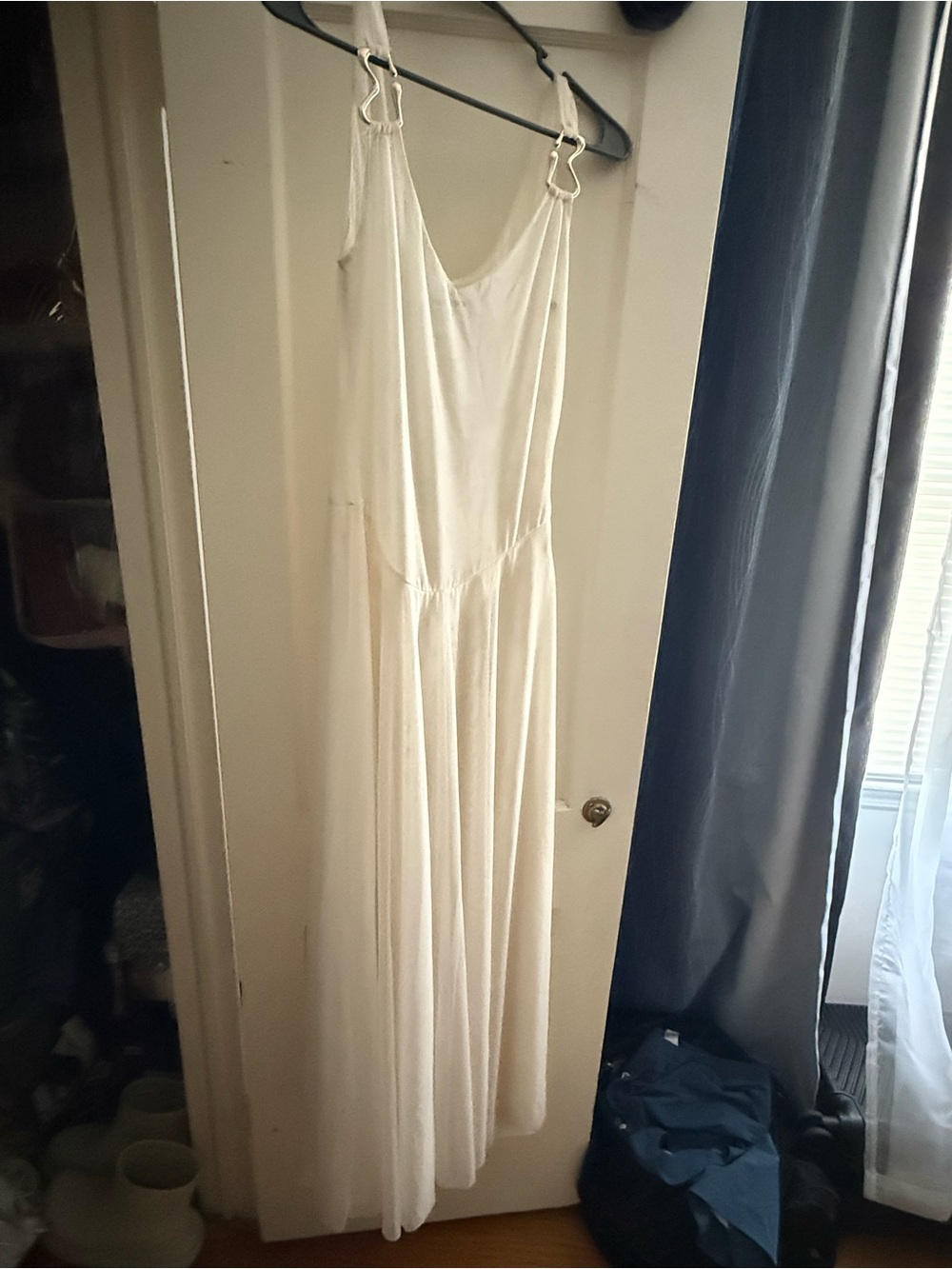 Fashion Nova Cream Maxi Slip Dress with Adjustable Straps